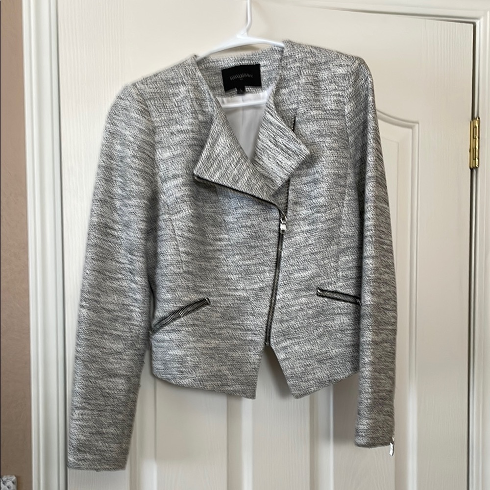 Banana Republic Gray Blazer with Modern Moto Design. Worn only two times.